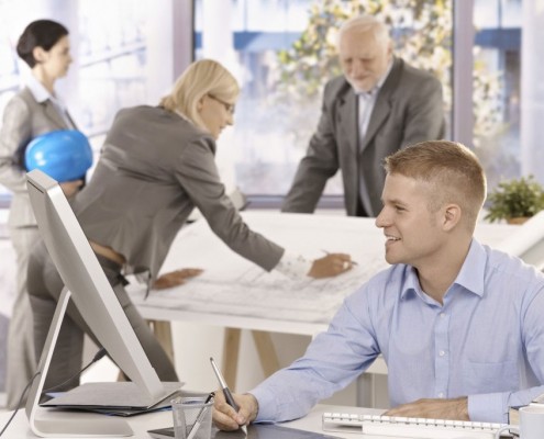 People working in an architecture office.