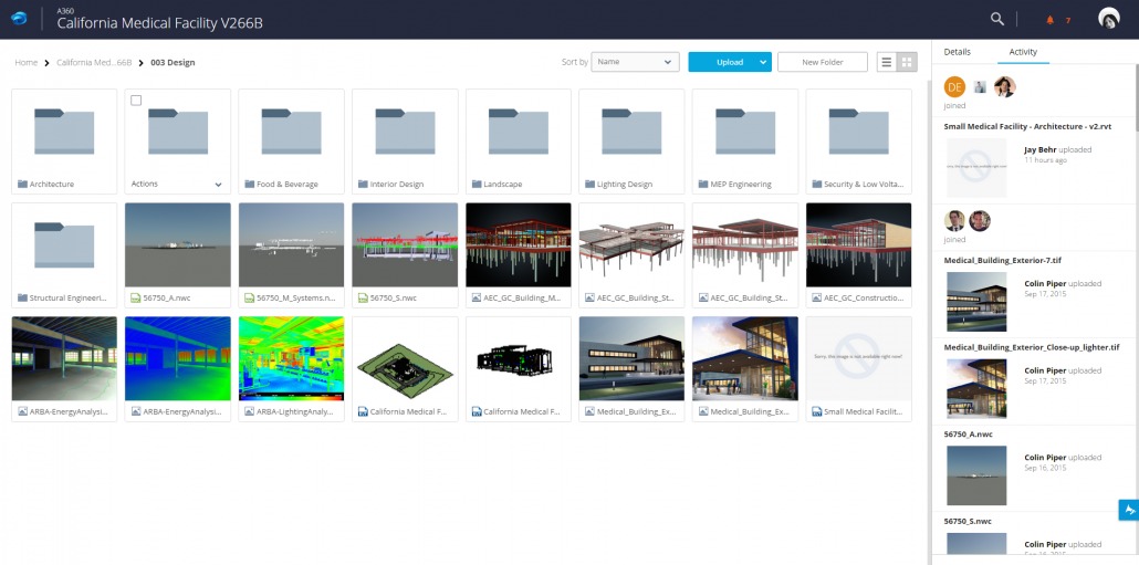 An AEC project in the thumbnail view