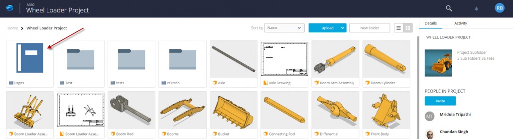 New A360 – Appears as a folder called ‘Pages’ under each project